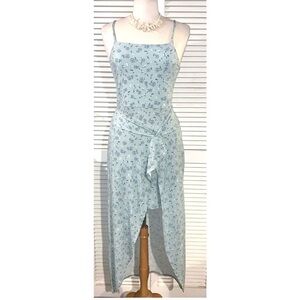 Sage floral Spaghetti Strap High Low Dress with tie waist NWT Size Medium